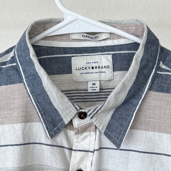 Lucky Brand Classic Fit Boardwalk Stripe Button Down Cotton Long Sleeve - Picture 5 of 10